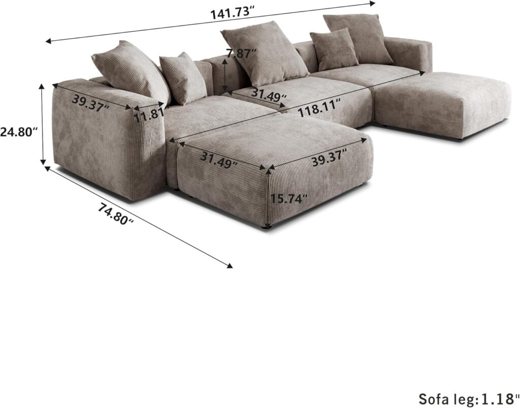 Corduroy Sectional Sofa, Corduroy sofa sectional, Green Corduroy Couch, Gray Corduroy Couch, Modular Sectional Sofa, Oversized Corduroy Modular Sectional Sofa