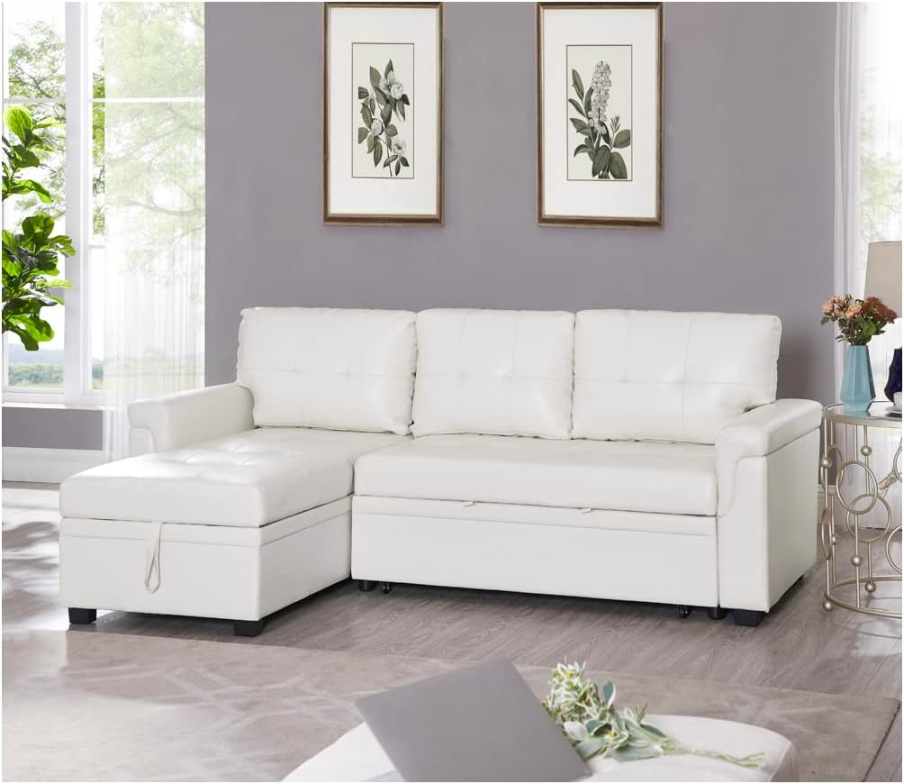 White Leather Sectional Sofa