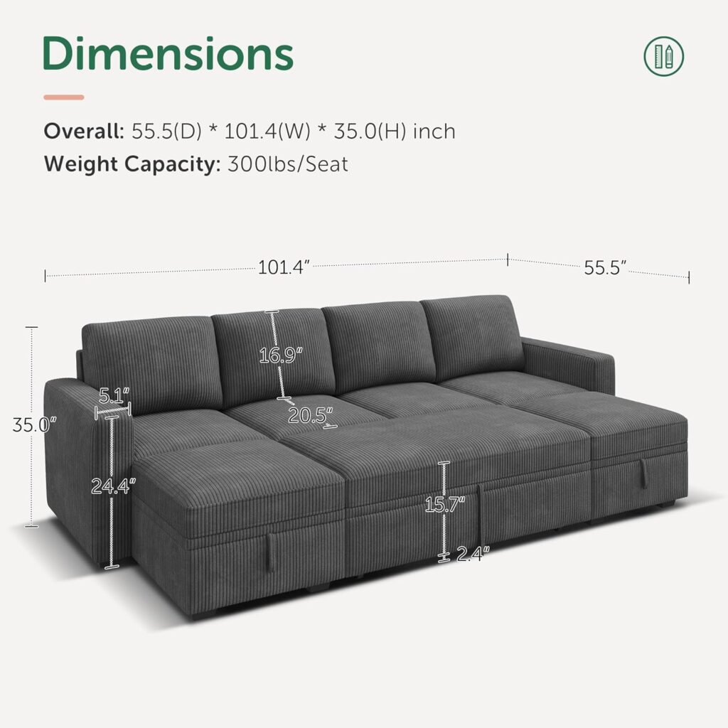 Corduroy Sectional Sofa, Corduroy sofa sectional, Green Corduroy Couch, Gray Corduroy Couch, Modular Sectional Sofa, Oversized Corduroy Modular Sectional Sofa, U-Shaped Oversized Corduroy Sectional Sofa, Modular Sectional Sleeper Sofa Bed, Corduroy Pull Out Couch with Storage Ottoman