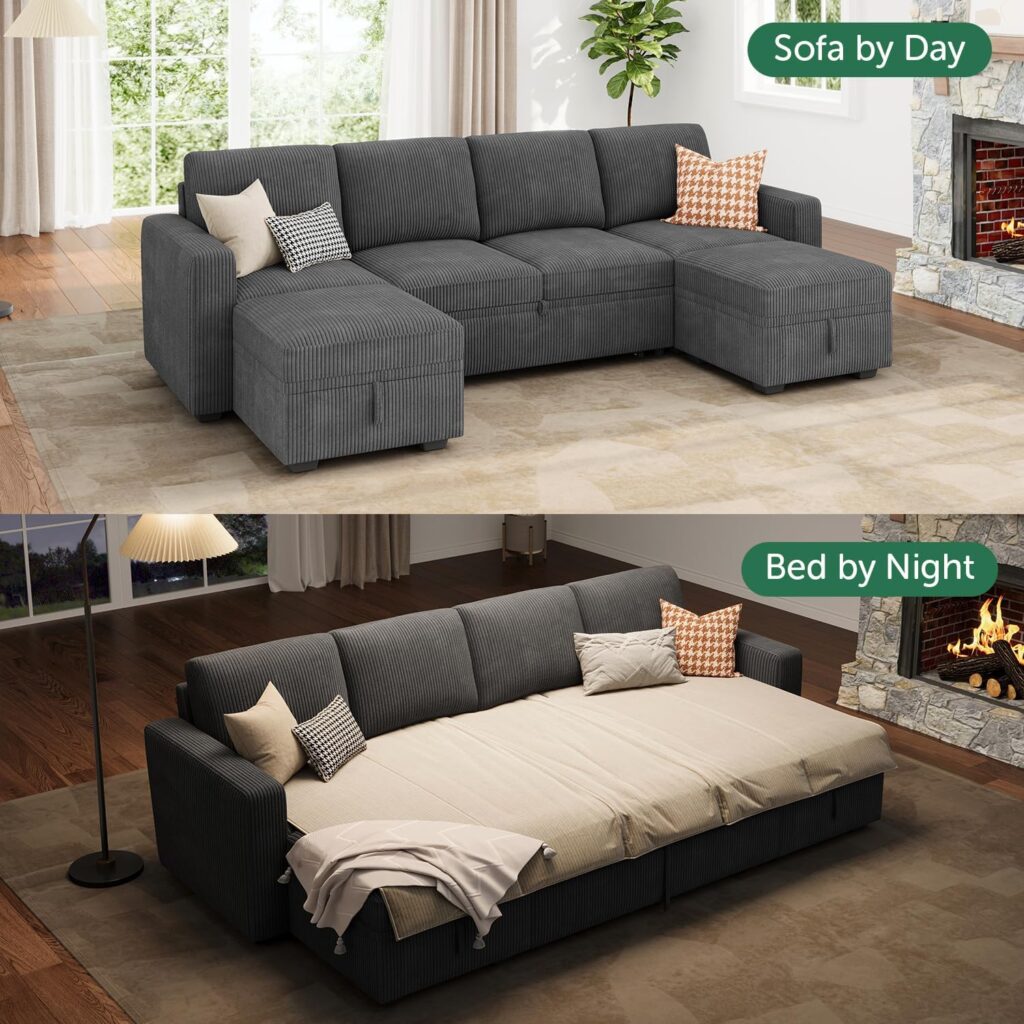 Corduroy Sectional Sofa, Corduroy sofa sectional, Green Corduroy Couch, Gray Corduroy Couch, Modular Sectional Sofa, Oversized Corduroy Modular Sectional Sofa, U-Shaped Oversized Corduroy Sectional Sofa, Modular Sectional Sleeper Sofa Bed, Corduroy Pull Out Couch with Storage Ottoman