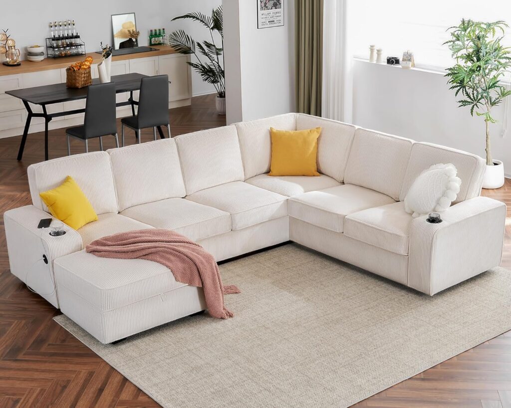 Corduroy Sectional Sofa, Corduroy sofa sectional, Green Corduroy Couch, Gray Corduroy Couch, Modular Sectional Sofa, Oversized Corduroy Modular Sectional Sofa, U-Shaped Oversized Corduroy Sectional Sofa